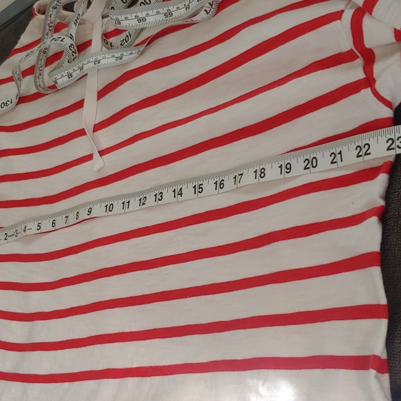 Levi's Women's Striped Red and Cream White Boat Neck Top with Tie back,Large - Picture 8 of 10